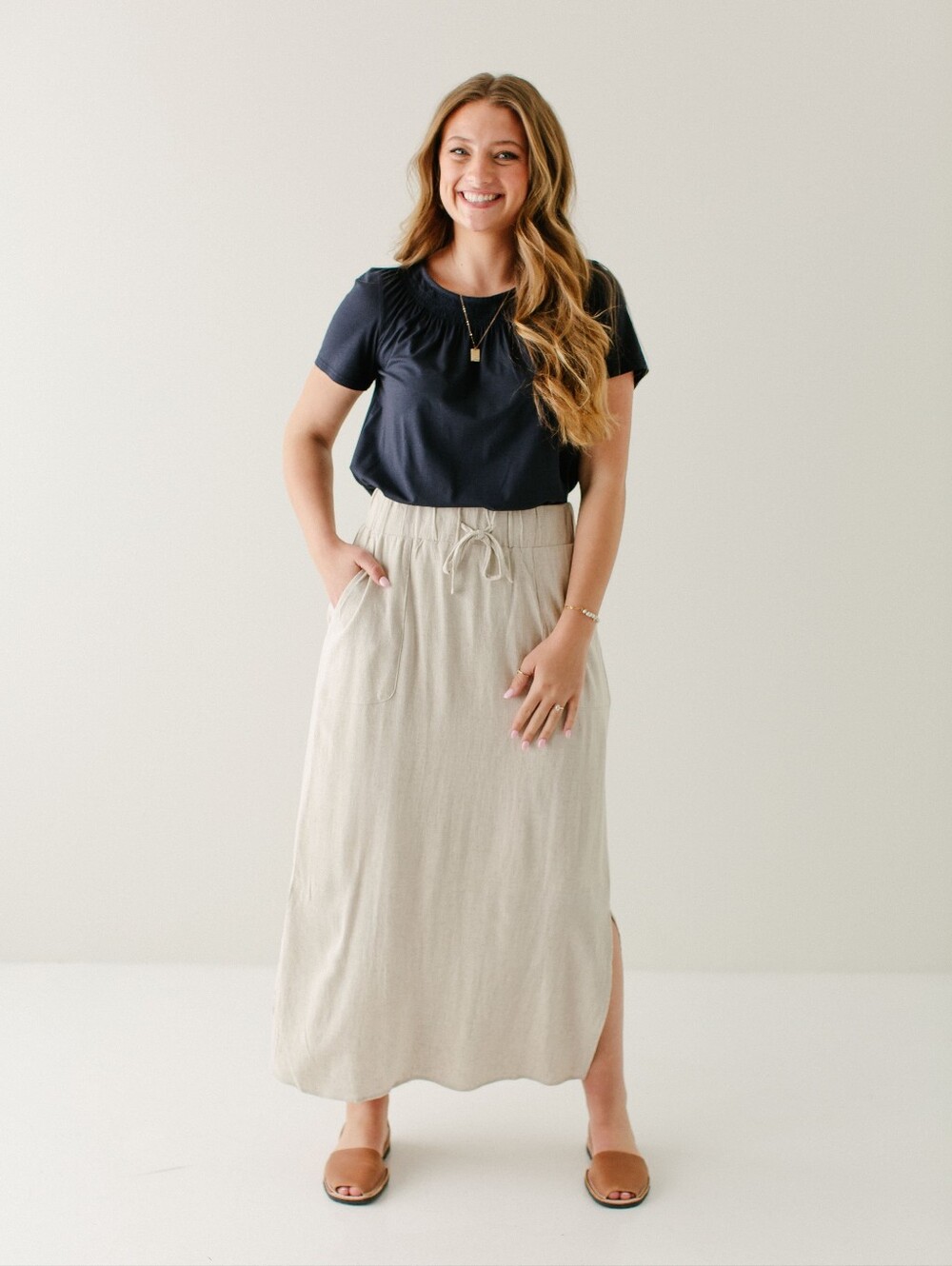 Winslet' Waist Tie Maxi Skirt In Natural (size XS) - Picture 2 of 16